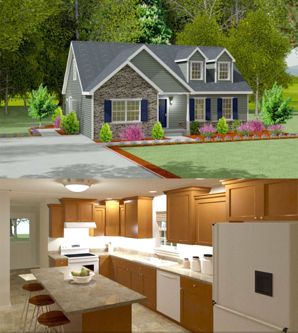 Berkshire cape modular home model by Millbrook