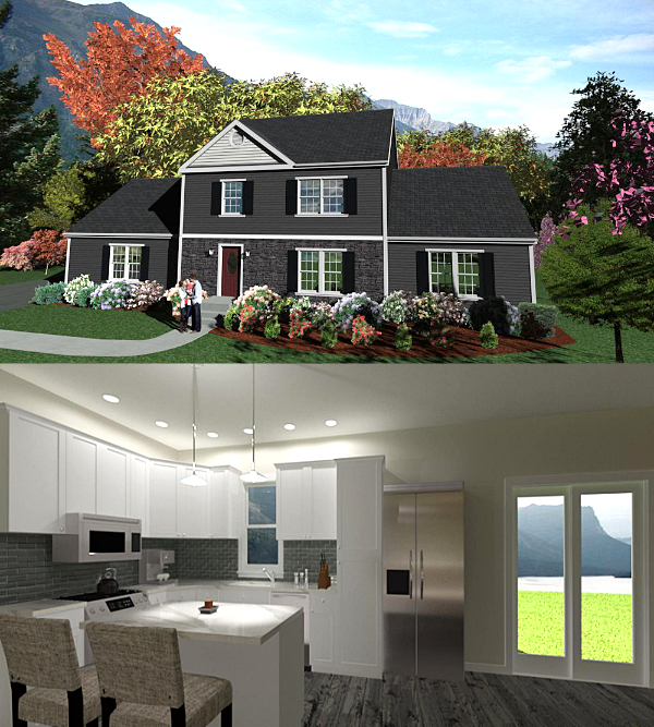 Lincoln two-story modular home model by Millbrook