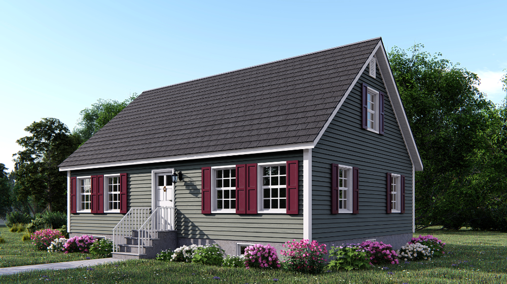 Two Bedroom Cape, 1,052 sq ft turnkey modular home on sale from Millbrook